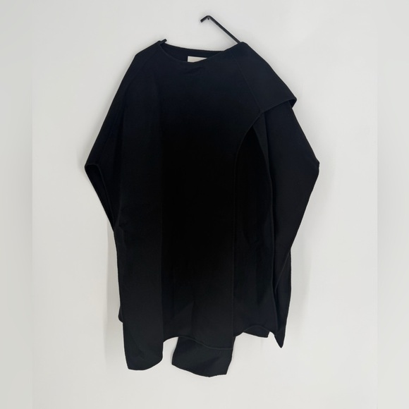 Cos Double Faced Merino Wool Blend Oversized Scarf Cape In Black - Picture 2 of 6